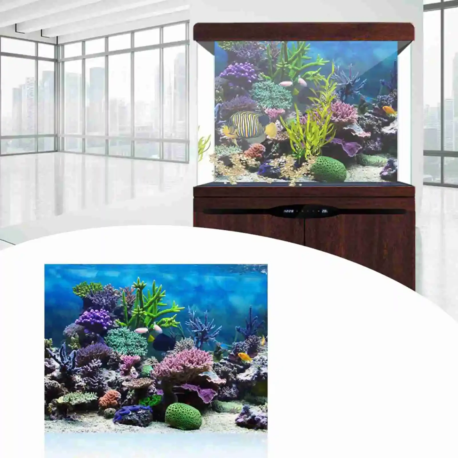3D Aquarium Landscape Poster R - đánh giá và giá Aquarium Fish Wallpaper